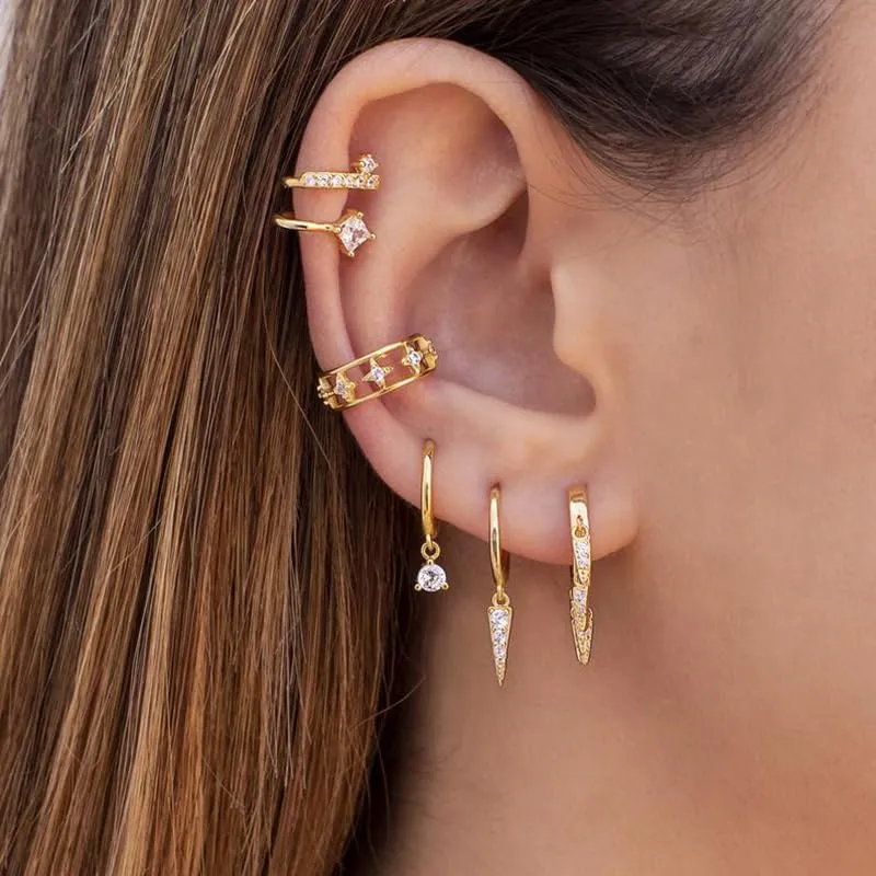Copper Colorful Crystals Geometry Hoop Earrings For Women Summer Jewelry Earring Circle Earring Pendientes Ear Cuffs