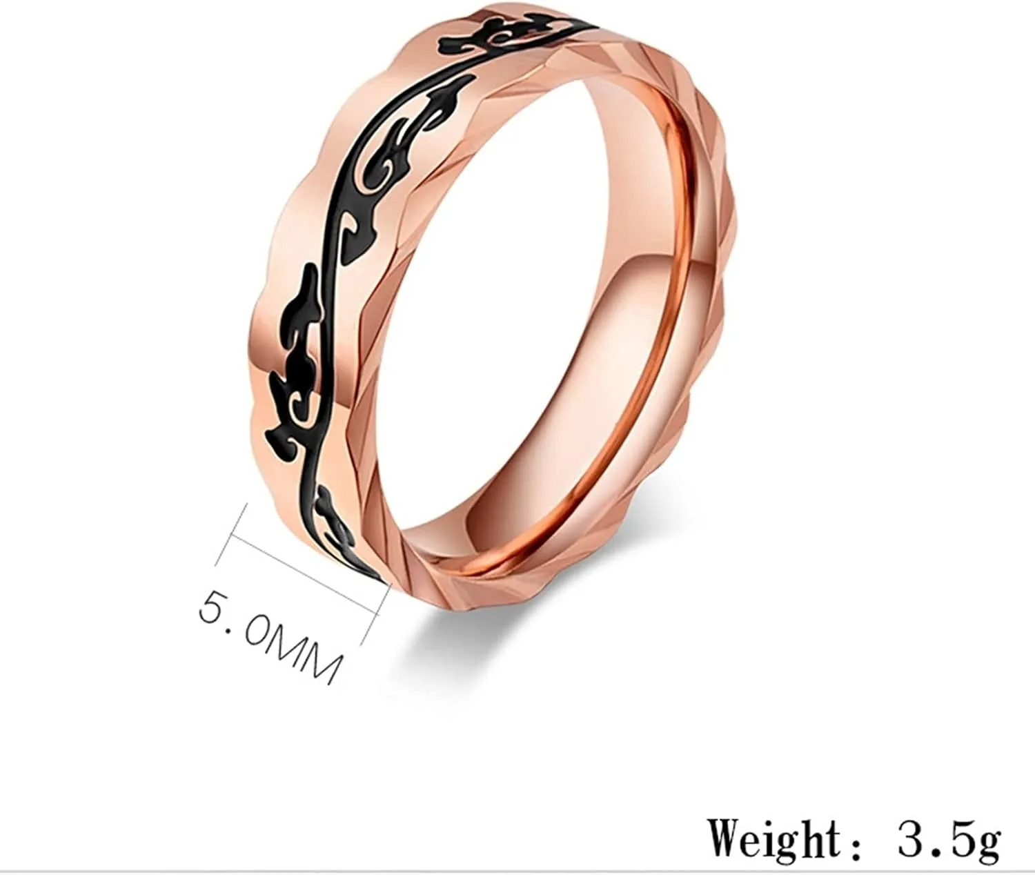 Couple Matching Rings Silver Rose Gold Ring Vintage Pattern, Stainless Steel Couple Rings