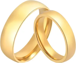 Couple Ring Free Engrave Promise Rings for Couples,Couple Rings Stainless Steel Gold Ring with 4/6MM Round Simple Polished Rings for Couple
