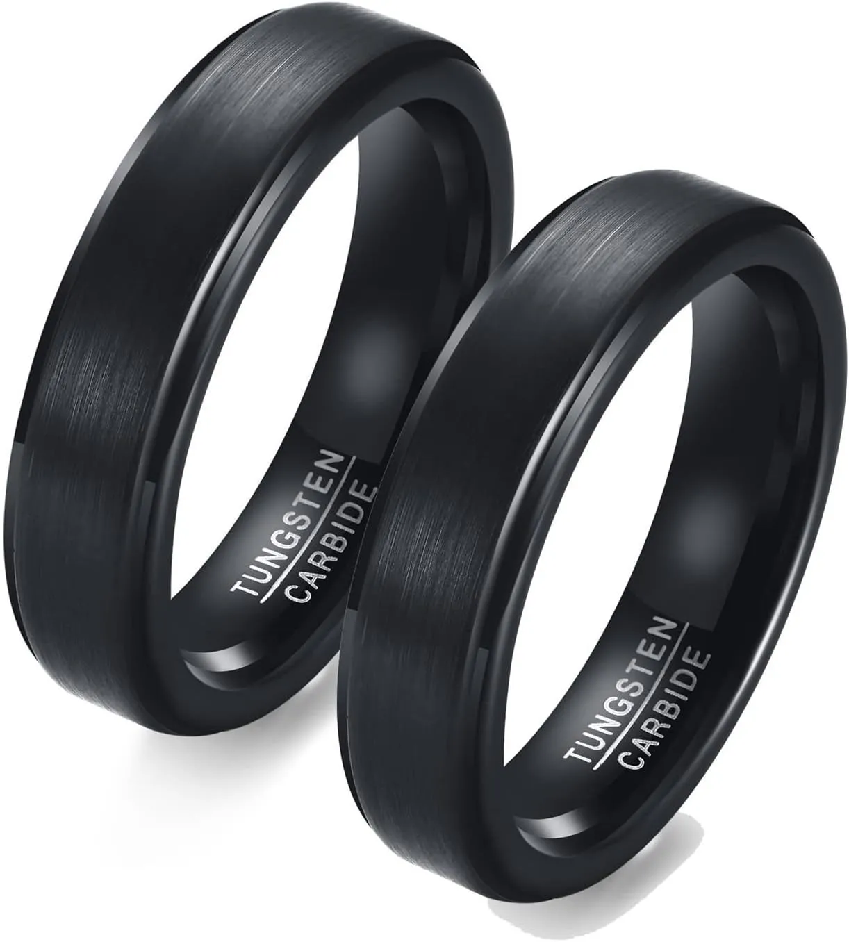 Couple Rings Customizable, Black Tungsten Rings for Men 5mm Brushed Ring Proposal Couple Ring