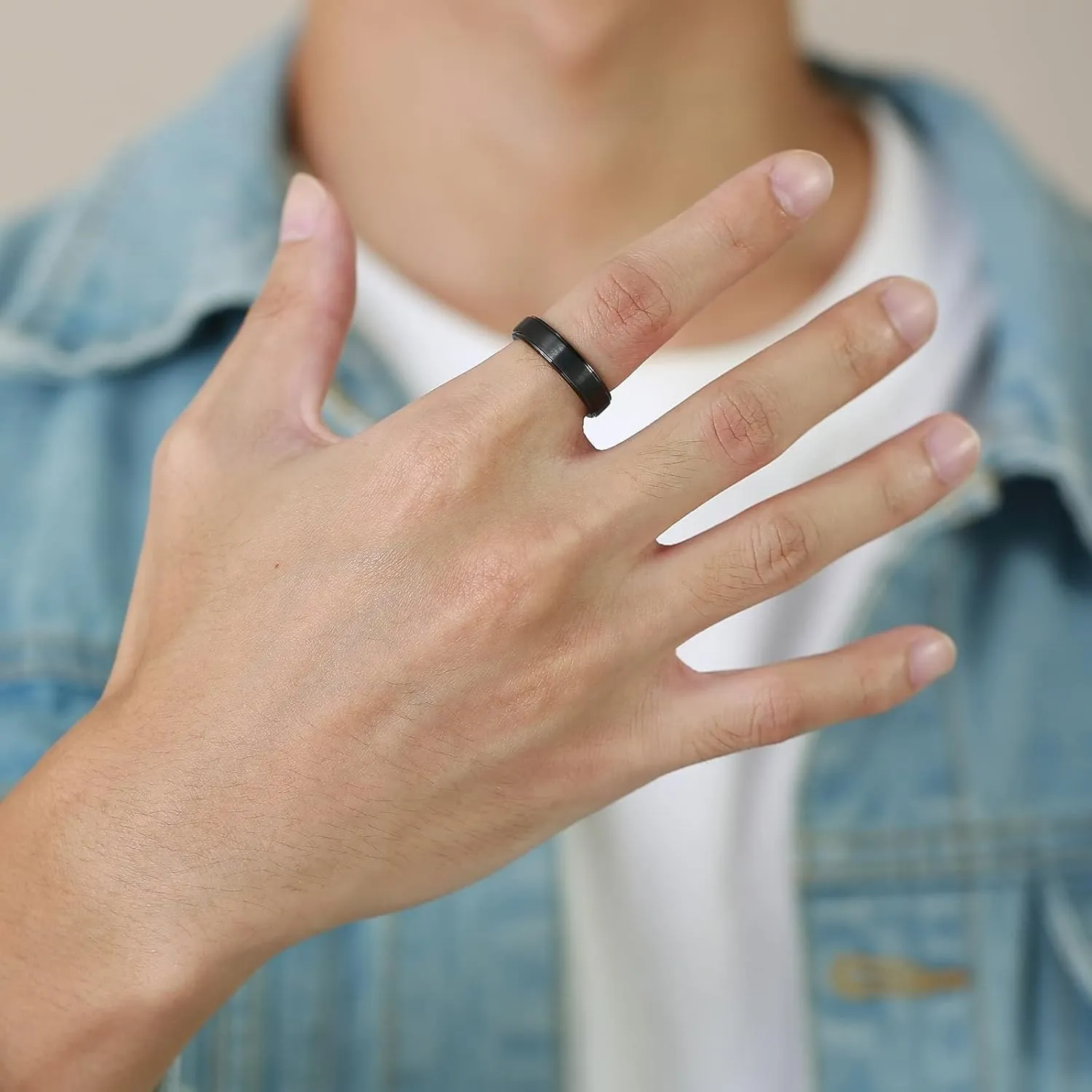 Couple Rings Customizable, Black Tungsten Rings for Men 5mm Brushed Ring Proposal Couple Ring