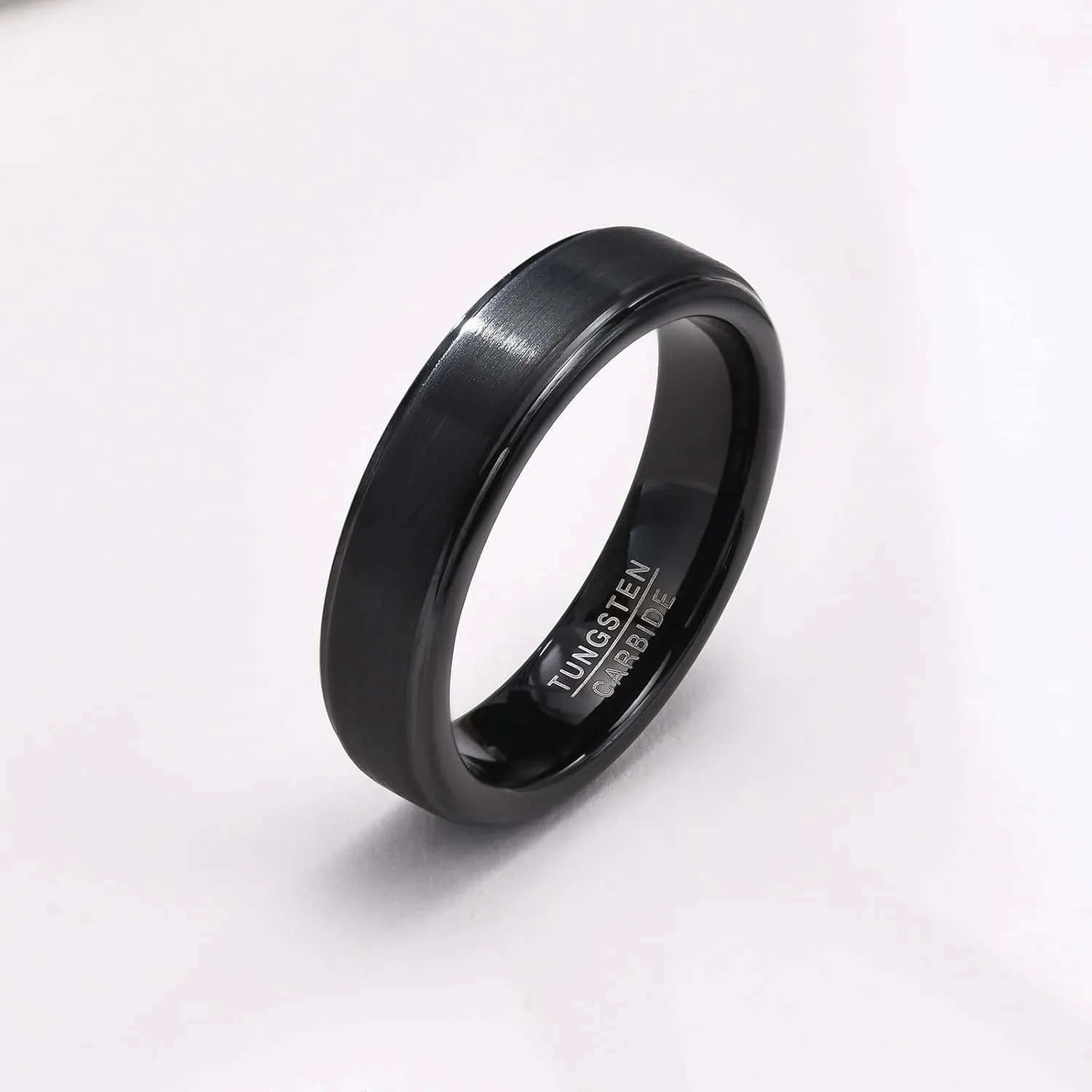 Couple Rings Customizable, Black Tungsten Rings for Men 5mm Brushed Ring Proposal Couple Ring