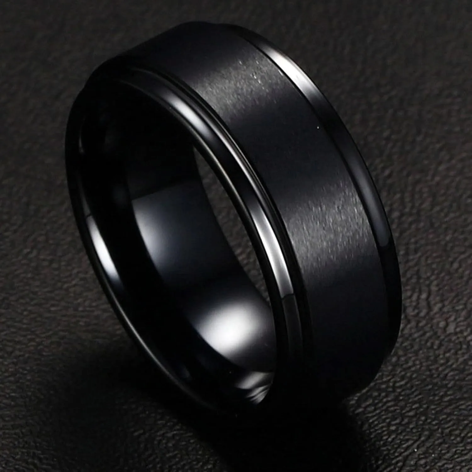 Couple Rings Personalized, Mens Black Tungsten Ring Brushed Ring 8mm Valentine's Day Couple Rings