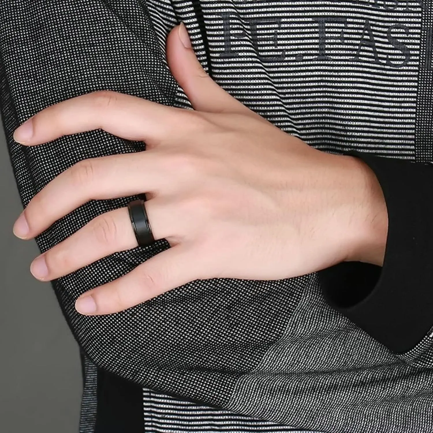 Couple Rings Personalized, Mens Black Tungsten Ring Brushed Ring 8mm Valentine's Day Couple Rings