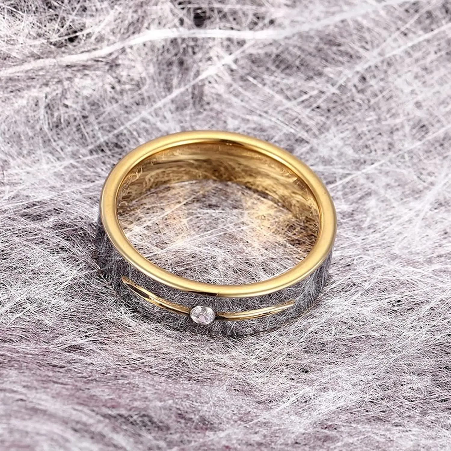 Couple Wedding Rings, Tungsten Wedding Rings for Men Silver Gold Ring with Zirconia Proposal Couple Ring