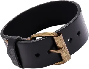 Cowhide Leather Bracelet Adjustable Fashion Accessory for Men Women Vintage Style Handmade Wristband