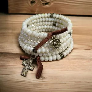 Cream Beaded Wrap Bracelet