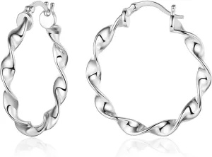 Cubic Zirconia Hoop Earrings for Women - Love Interlocking links, Heart CZ, Twisted Huggie,Wave Hoop Earrings, Sterling Silver Post Earrings for Jewelry Gift