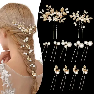 CWJCYTNSN 11 PCS Wedding Hair Pins Bride Headpiece Pearl Wedding Hair Accessories Flower Hair Styling Pins for Bridesmaids Girls