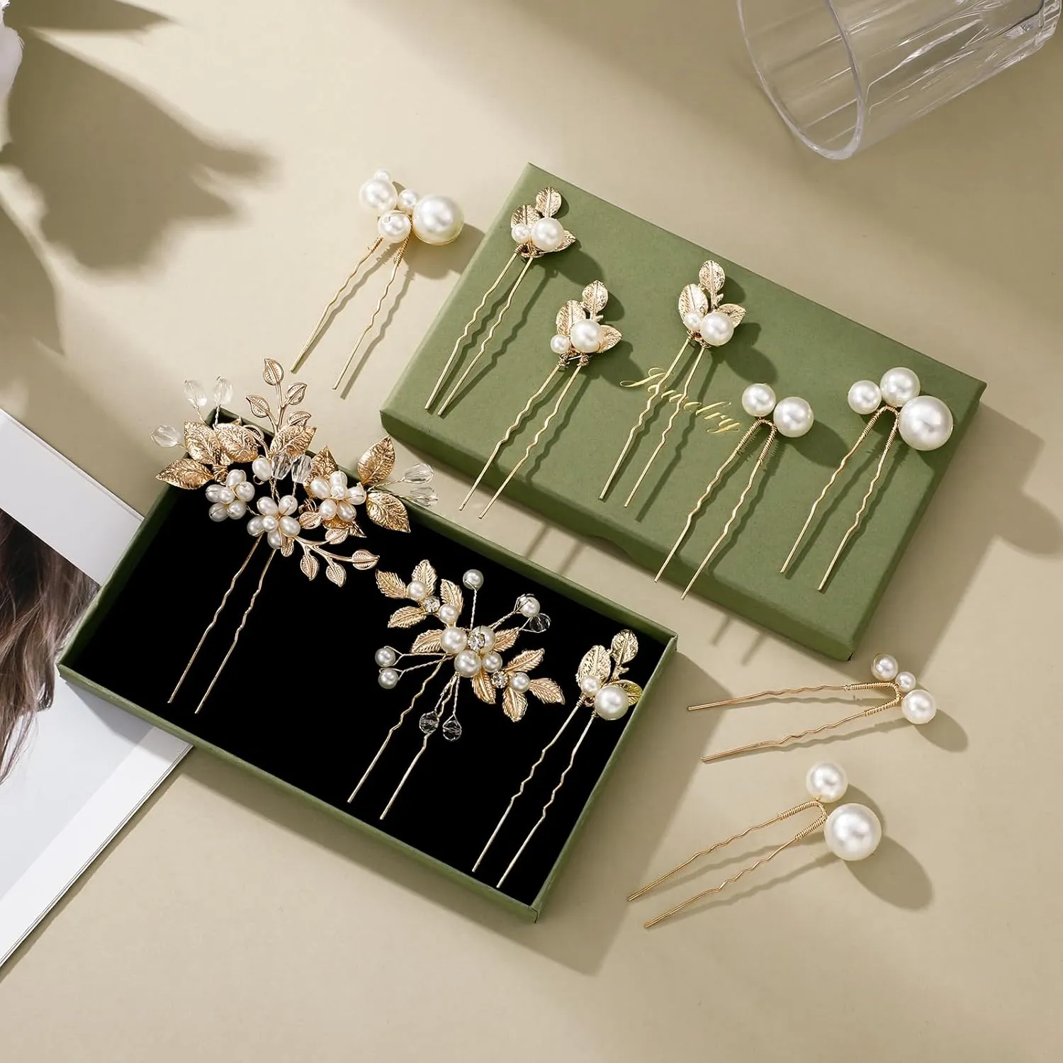 CWJCYTNSN 11 PCS Wedding Hair Pins Bride Headpiece Pearl Wedding Hair Accessories Flower Hair Styling Pins for Bridesmaids Girls