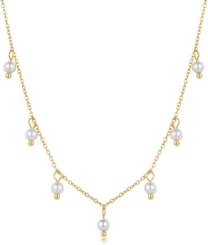 Dainty Pearl Choker Necklace for Women 18K Gold Plated Adjustable Handmade Freshwater Gold Pearl Necklaces