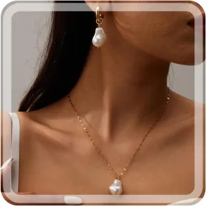 Dainty Pearl Earrings for Women Gold Pearl Drop Earrings Baroque Pearl Earrings White Pearl Wedding Earrings Chunky Hoop Earrings Hypoallergenic Jewelry