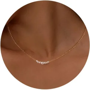 Dainty Pearl Necklaces for Women 14K Gold/Silver Plated OT Clasp Pearl Necklace Shining Twisted Rope Cuban Choker Toggle Clasp Necklaces Minimalist Vintage Paper Clip Link Chain Necklace Handmade Jewelry Gifts