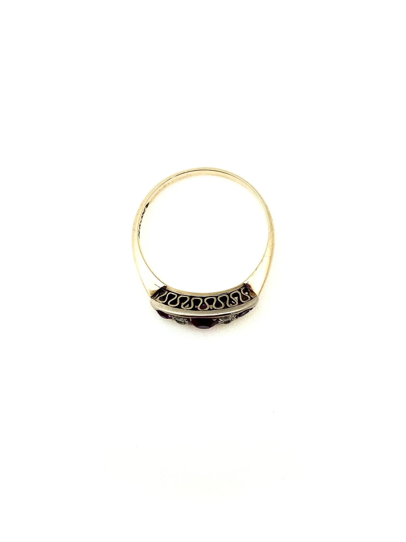 Deco Ruby, Diamond Antique Ring (14K gold, size 6.5)