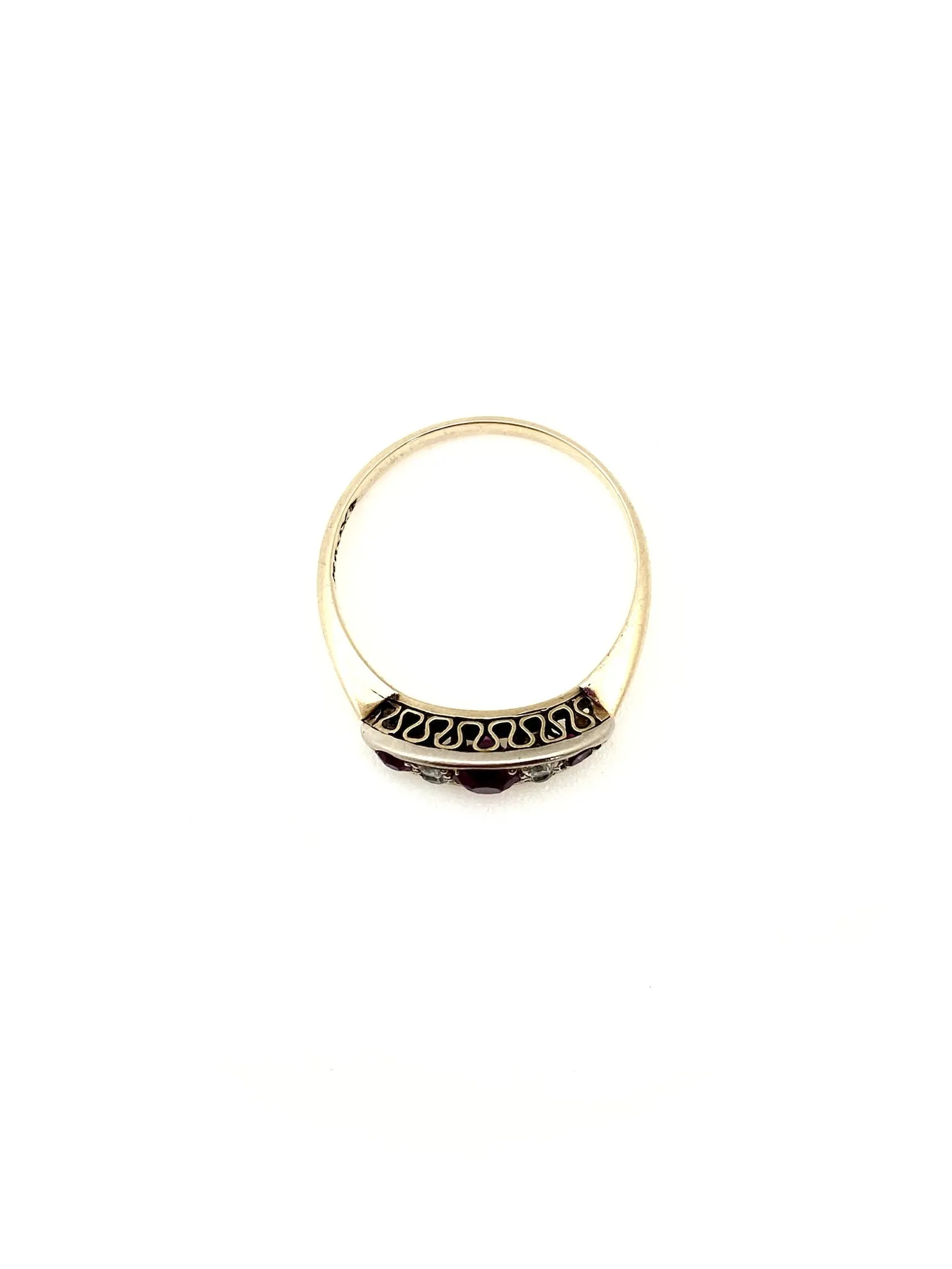 Deco Ruby, Diamond Antique Ring (14K gold, size 6.5)