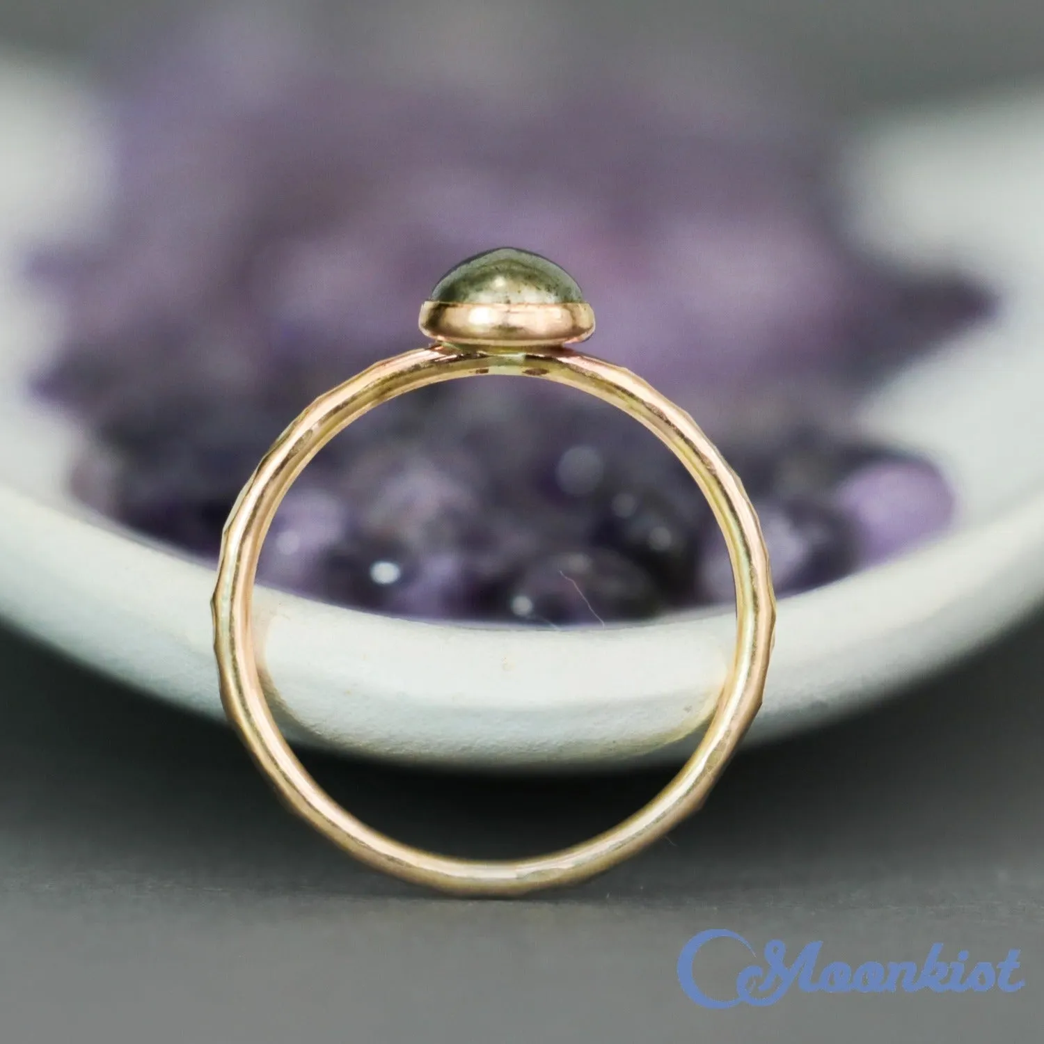 Delicate 14 K Gold Filled Pyrite Stacking Promise Ring | Moonkist Designs