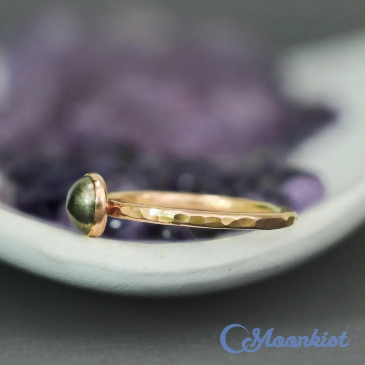 Delicate 14 K Gold Filled Pyrite Stacking Promise Ring | Moonkist Designs