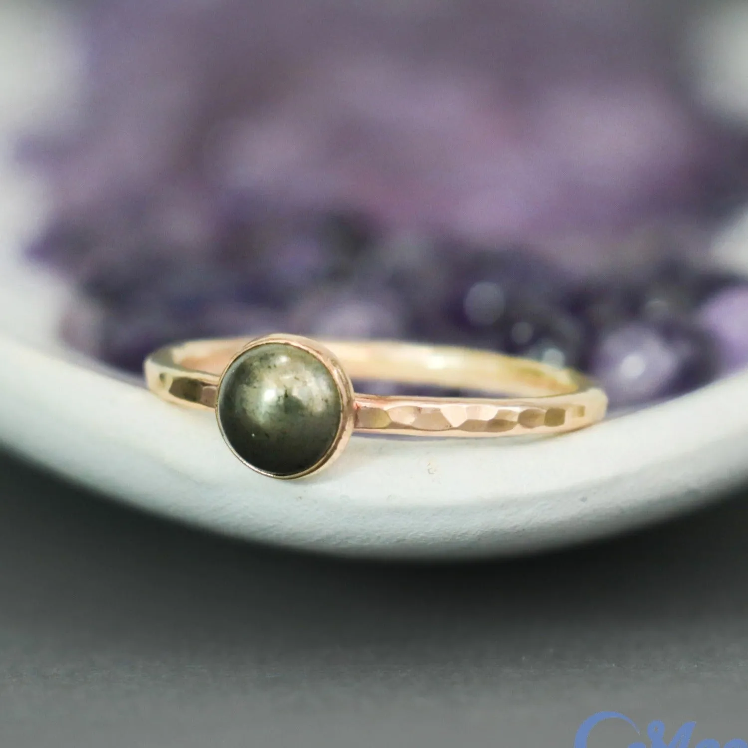 Delicate 14 K Gold Filled Pyrite Stacking Promise Ring | Moonkist Designs