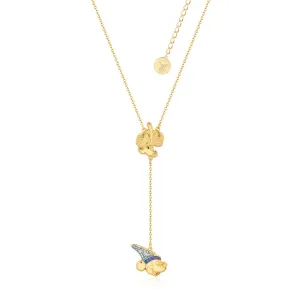 Disney Fantasia Gold Plated Sorcerer's Apprentice Mickey Lariat Pendant on Chain