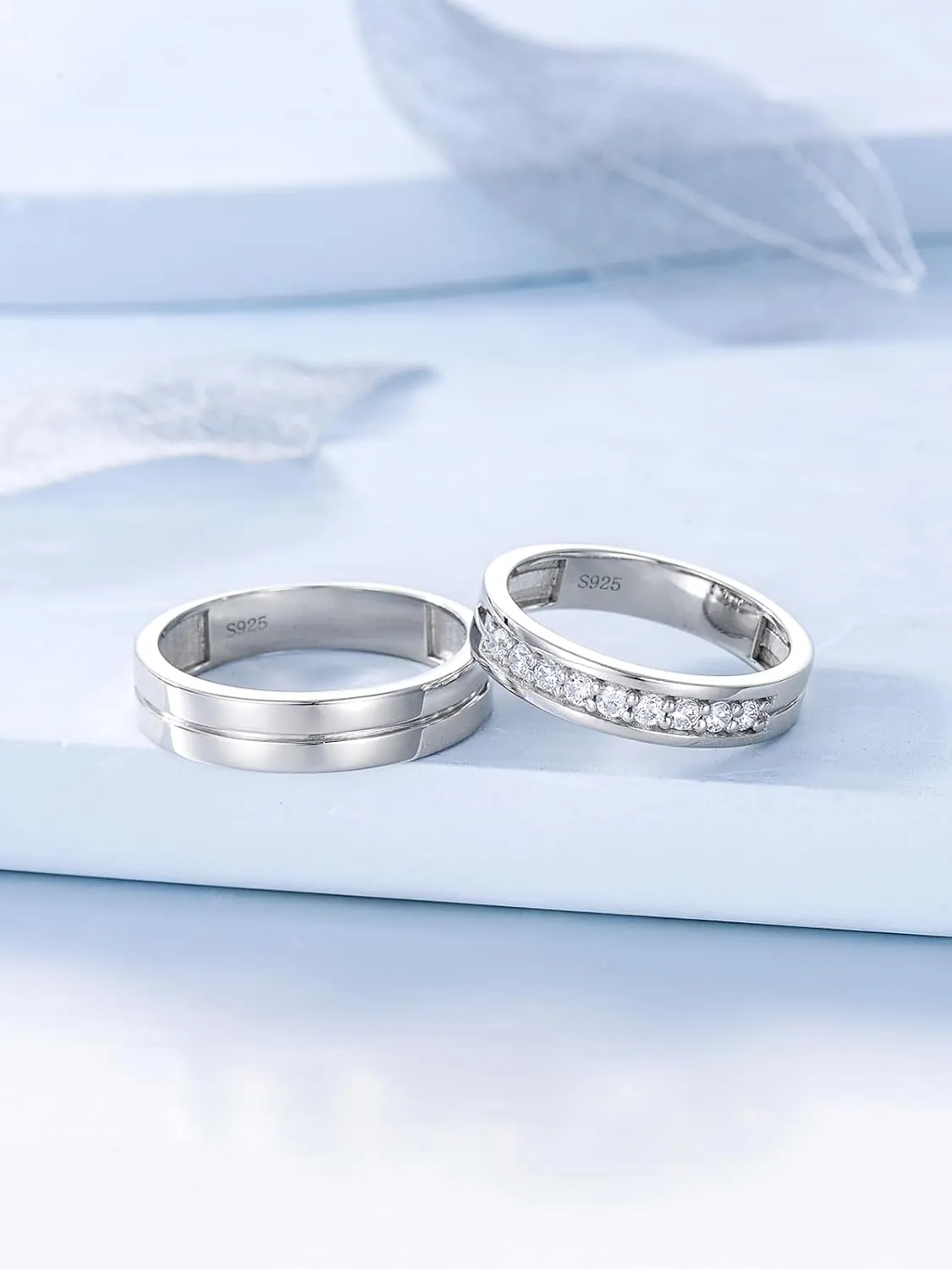 Dorunmo Personalized Couple Rings Set with Moissanite/CZ anillos de boda set para hombre y mujer 925 Sterling Silver Engagement Wedding Rings for Him and Her