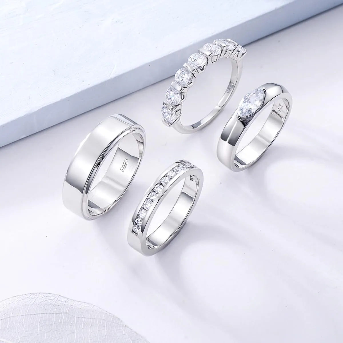 Dorunmo Personalized Couple Rings Set with Moissanite/CZ anillos de boda set para hombre y mujer 925 Sterling Silver Engagement Wedding Rings for Him and Her