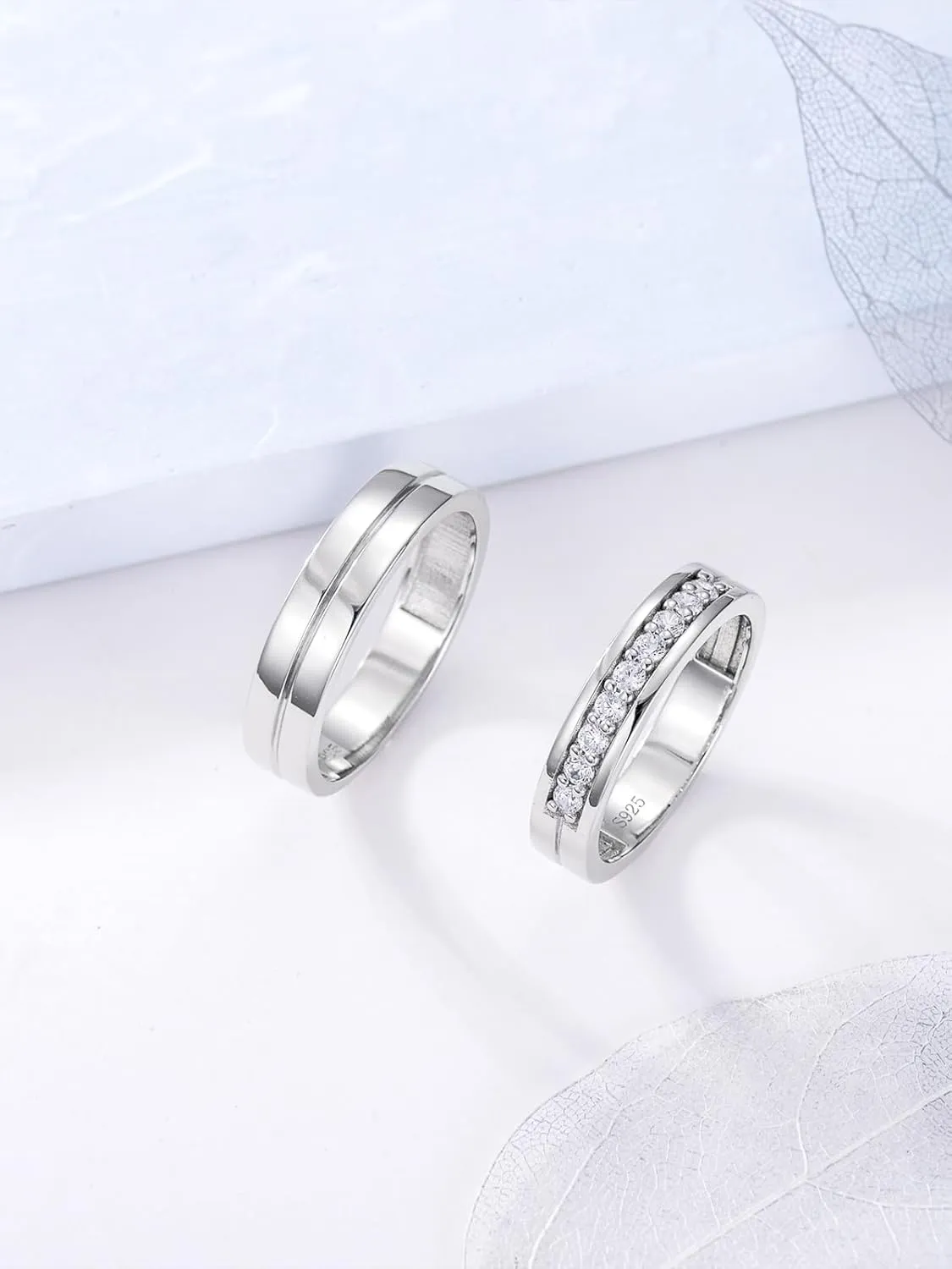 Dorunmo Personalized Couple Rings Set with Moissanite/CZ anillos de boda set para hombre y mujer 925 Sterling Silver Engagement Wedding Rings for Him and Her