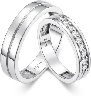 Dorunmo Personalized Couple Rings Set with Moissanite/CZ anillos de boda set para hombre y mujer 925 Sterling Silver Engagement Wedding Rings for Him and Her