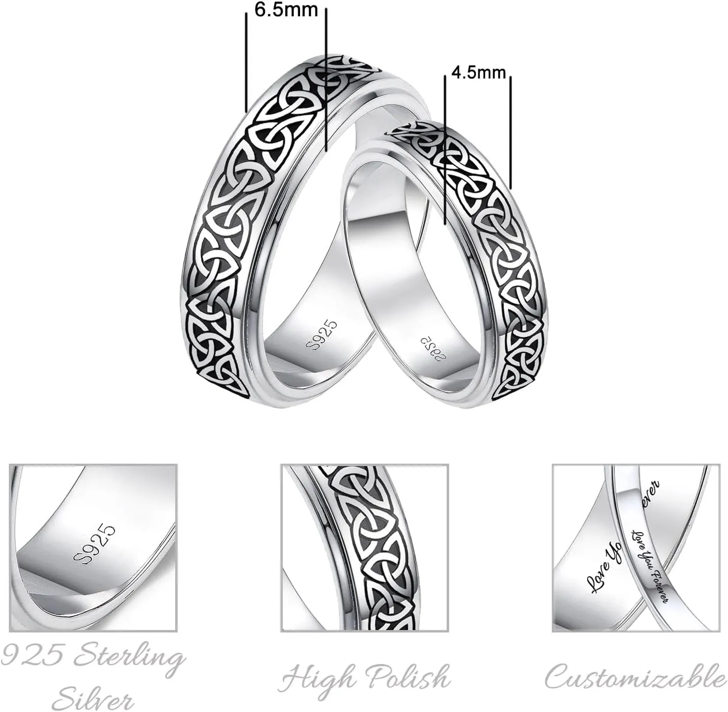 Dorunmo Personalized Couple Rings Set with Moissanite/CZ anillos de boda set para hombre y mujer 925 Sterling Silver Engagement Wedding Rings for Him and Her