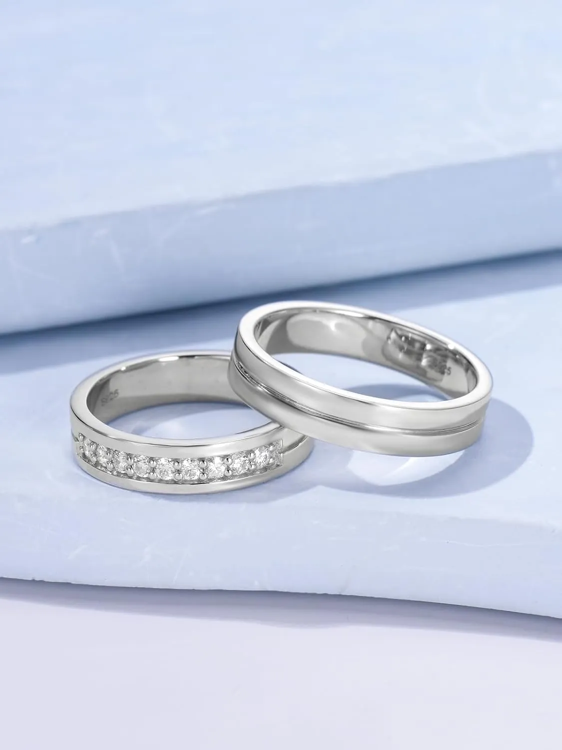 Dorunmo Personalized Couple Rings Set with Moissanite/CZ anillos de boda set para hombre y mujer 925 Sterling Silver Engagement Wedding Rings for Him and Her