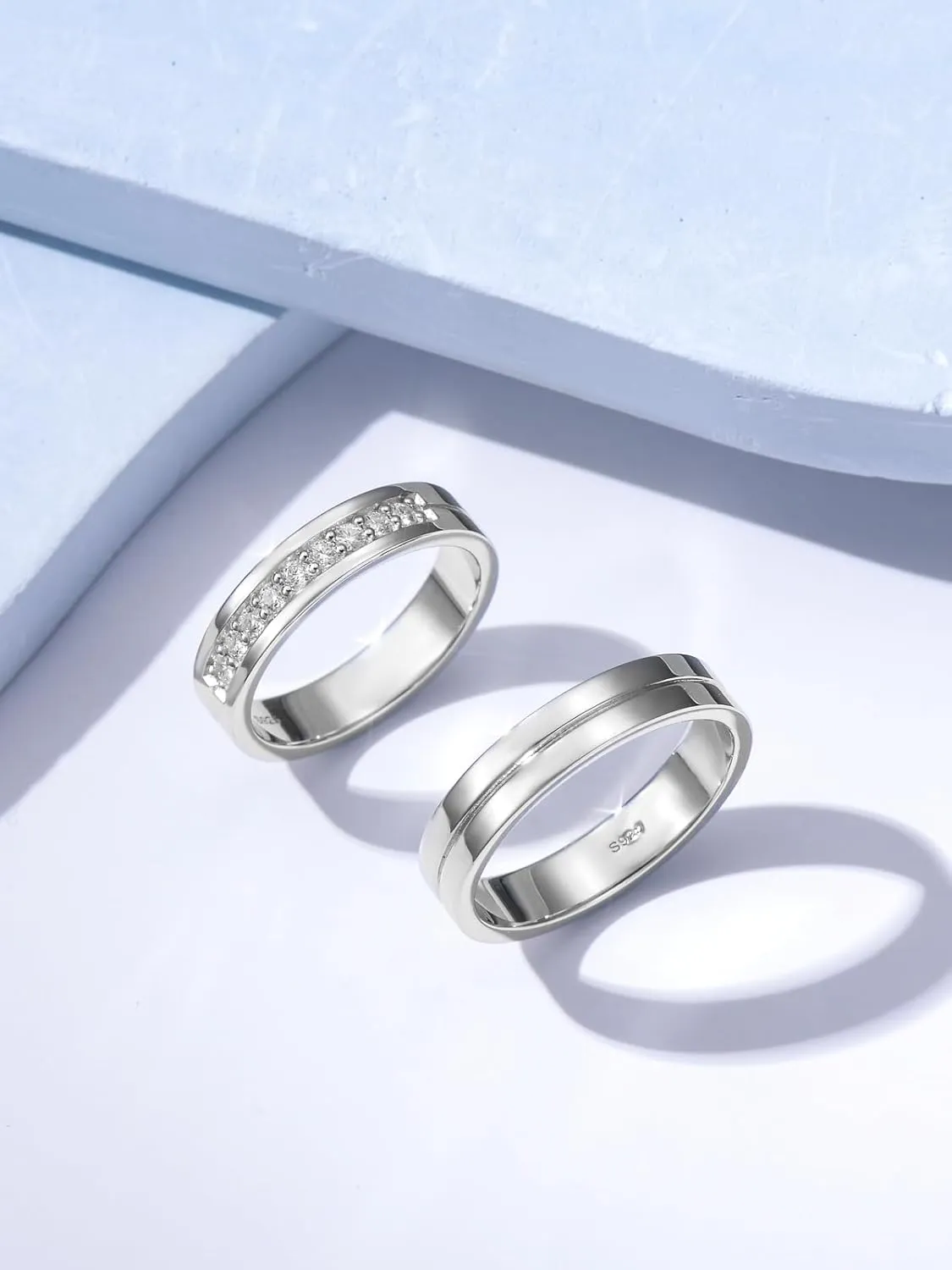 Dorunmo Personalized Couple Rings Set with Moissanite/CZ anillos de boda set para hombre y mujer 925 Sterling Silver Engagement Wedding Rings for Him and Her