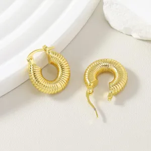 DS Chunky Gold Hoop Earrings for Women 18K Gold Plated Pure copper Lightweight Dainty Rounded Thick Gold Hoops Earrings Small Hoop Fashion Minimalist Jewelry Birthday Gift for Women Girls