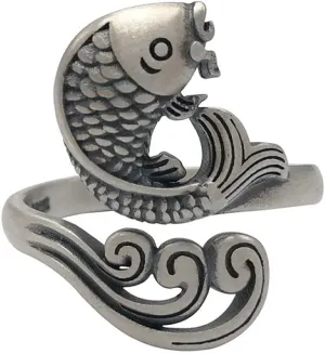 Earrings for Ladies Adjustable Ring Women, S925 Sterling Silver Retro Creative Koi Fish Ripple Adjustable Open Knuckle Tail Ring Finger Joint Toe Ring Jewe