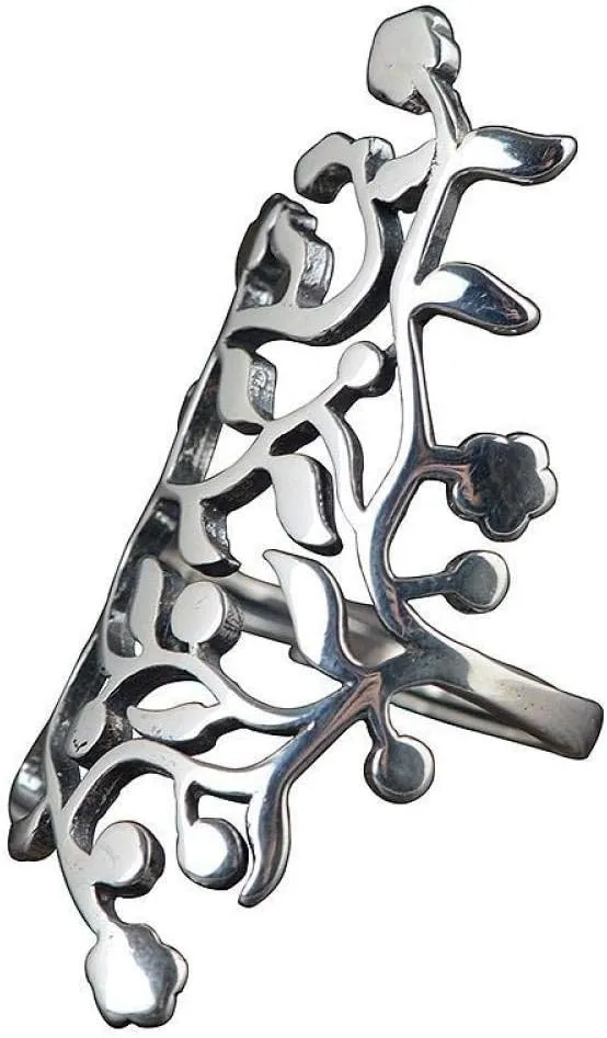 Earrings for Ladies Adjustable Ring Women, S925 Sterling Silver Vintage Long Hollow Leaf Flower Punk Adjustable Open Knuckle Tail Ring Finger Joint Toe Rin