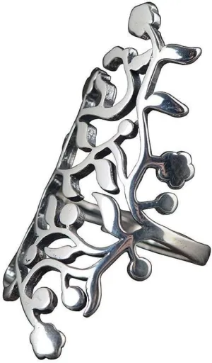 Earrings for Ladies Adjustable Ring Women, S925 Sterling Silver Vintage Long Hollow Leaf Flower Punk Adjustable Open Knuckle Tail Ring Finger Joint Toe Rin