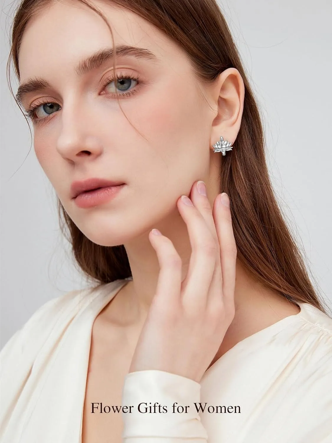 Earship Sunflower/Lotus Small Hoop Earrings 925 Sterling Silver Flower Huggie Hoop Earrings for Women Wife Daughter Mother Gifts for Christmas Birthday Anniversary Valentine's Day Mother's Day