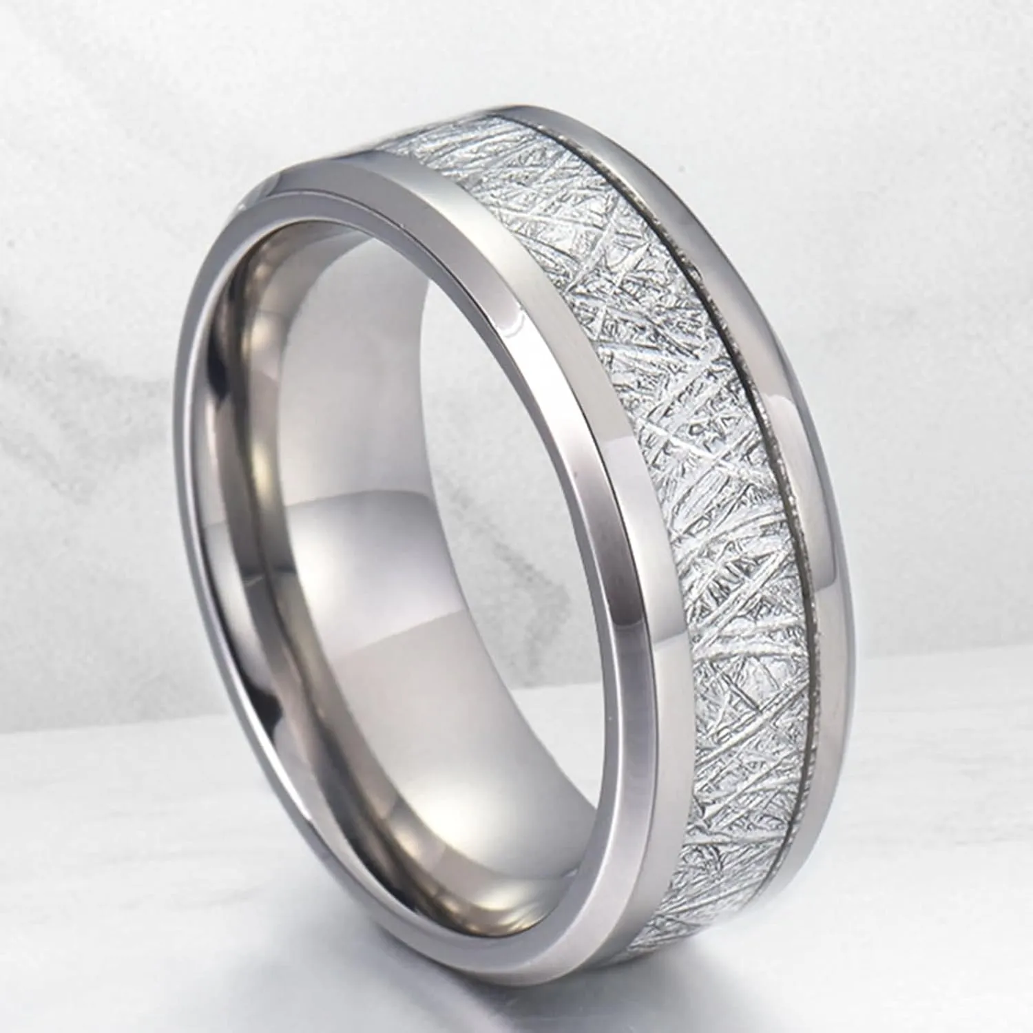 Engraving Ring Promise Rings for Couples,Couple Rings Tungsten 8MM Silver Ring with Round Anniversary Rings Couple