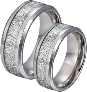 Engraving Ring Promise Rings for Couples,Couple Rings Tungsten 8MM Silver Ring with Round Anniversary Rings Couple