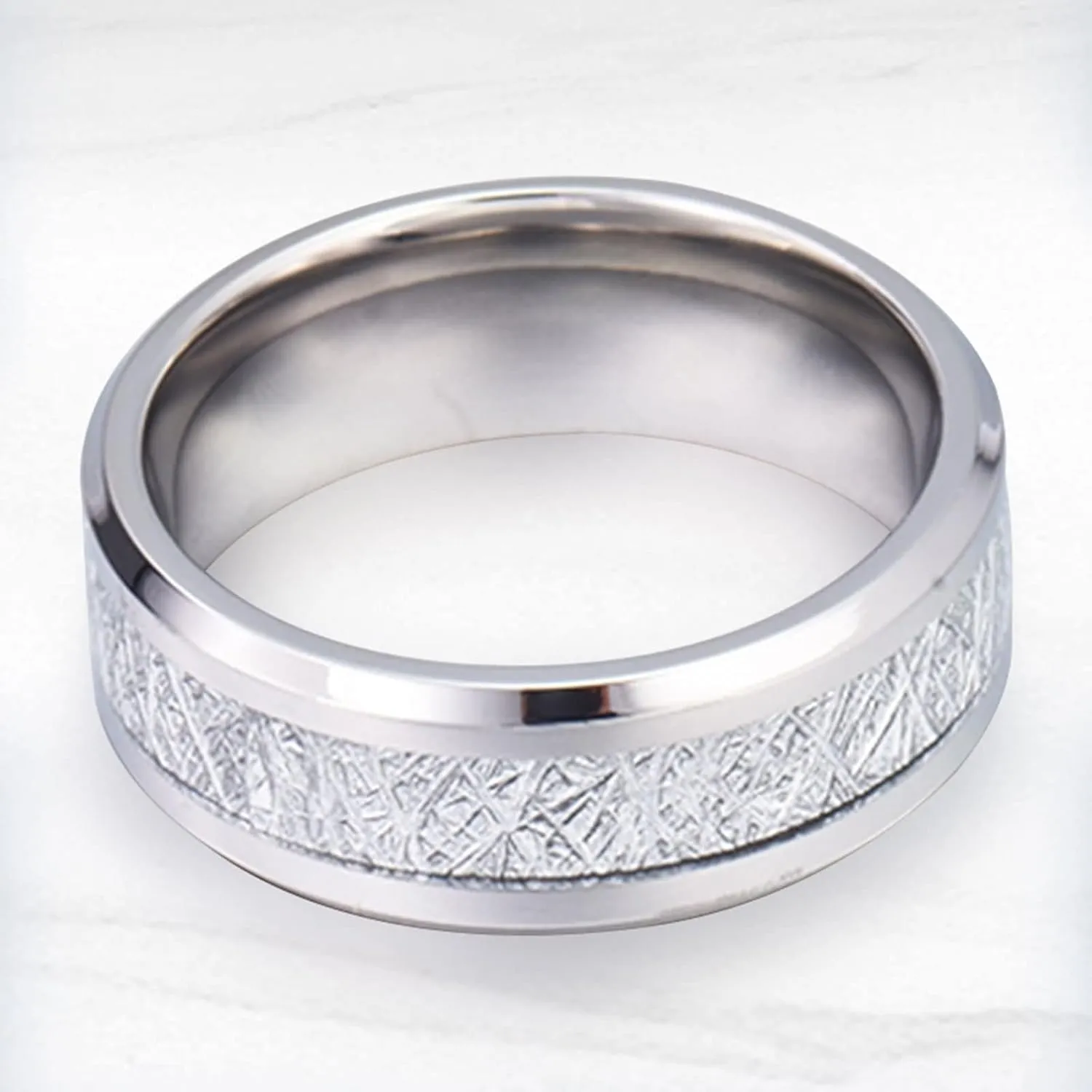 Engraving Ring Promise Rings for Couples,Couple Rings Tungsten 8MM Silver Ring with Round Anniversary Rings Couple