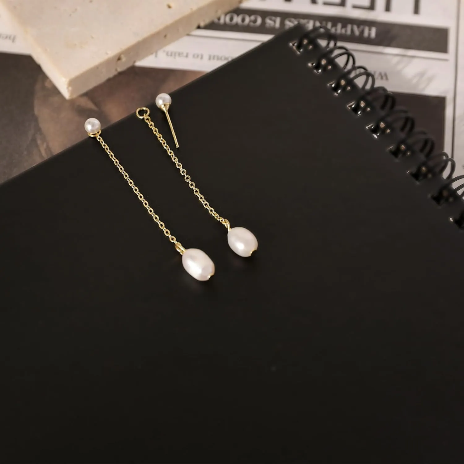 Ewrkbr Pearl Earrings for Women,Dainty 14k Gold Plated Pearl Drop Earrings Cute Gold Pearl Bow Earrings for Women Trendy Gold Pearl Dangle Earrings Charm Gold Jewelry Wedding Earrings for Brides