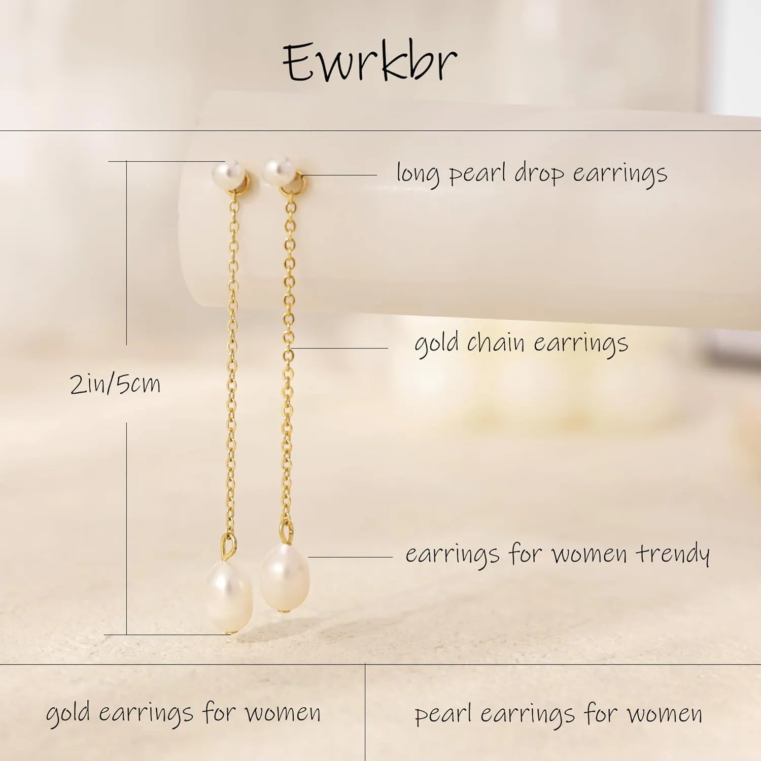 Ewrkbr Pearl Earrings for Women,Dainty 14k Gold Plated Pearl Drop Earrings Cute Gold Pearl Bow Earrings for Women Trendy Gold Pearl Dangle Earrings Charm Gold Jewelry Wedding Earrings for Brides