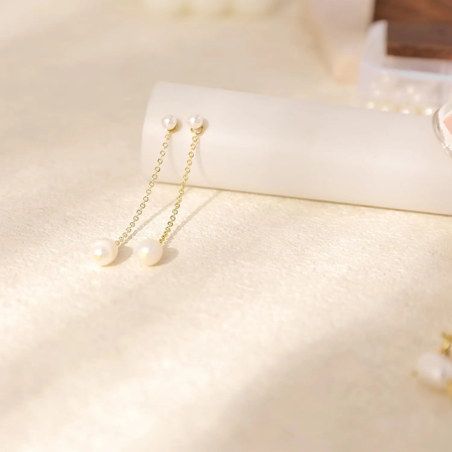 Ewrkbr Pearl Earrings for Women,Dainty 14k Gold Plated Pearl Drop Earrings Cute Gold Pearl Bow Earrings for Women Trendy Gold Pearl Dangle Earrings Charm Gold Jewelry Wedding Earrings for Brides