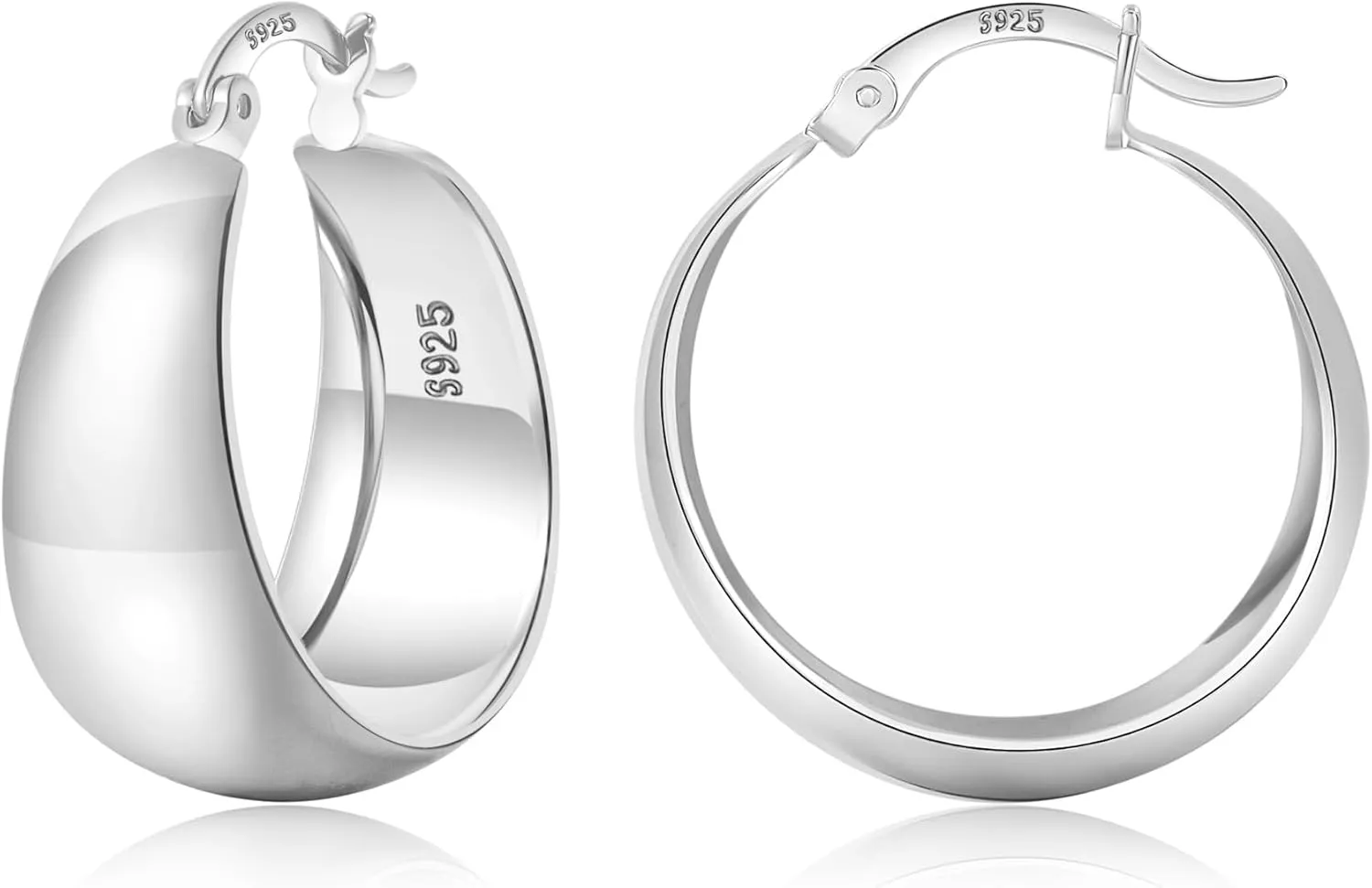 EXGOX Gold Hoop Earrings for Women Sterling Silver Post Hoops Earrings for Women Wide Thick Silver Hoop Earrings Hypoallergenic Lightweight 14k Real Gold Plated Hoop Large Earrings (25/30/40/50MM)