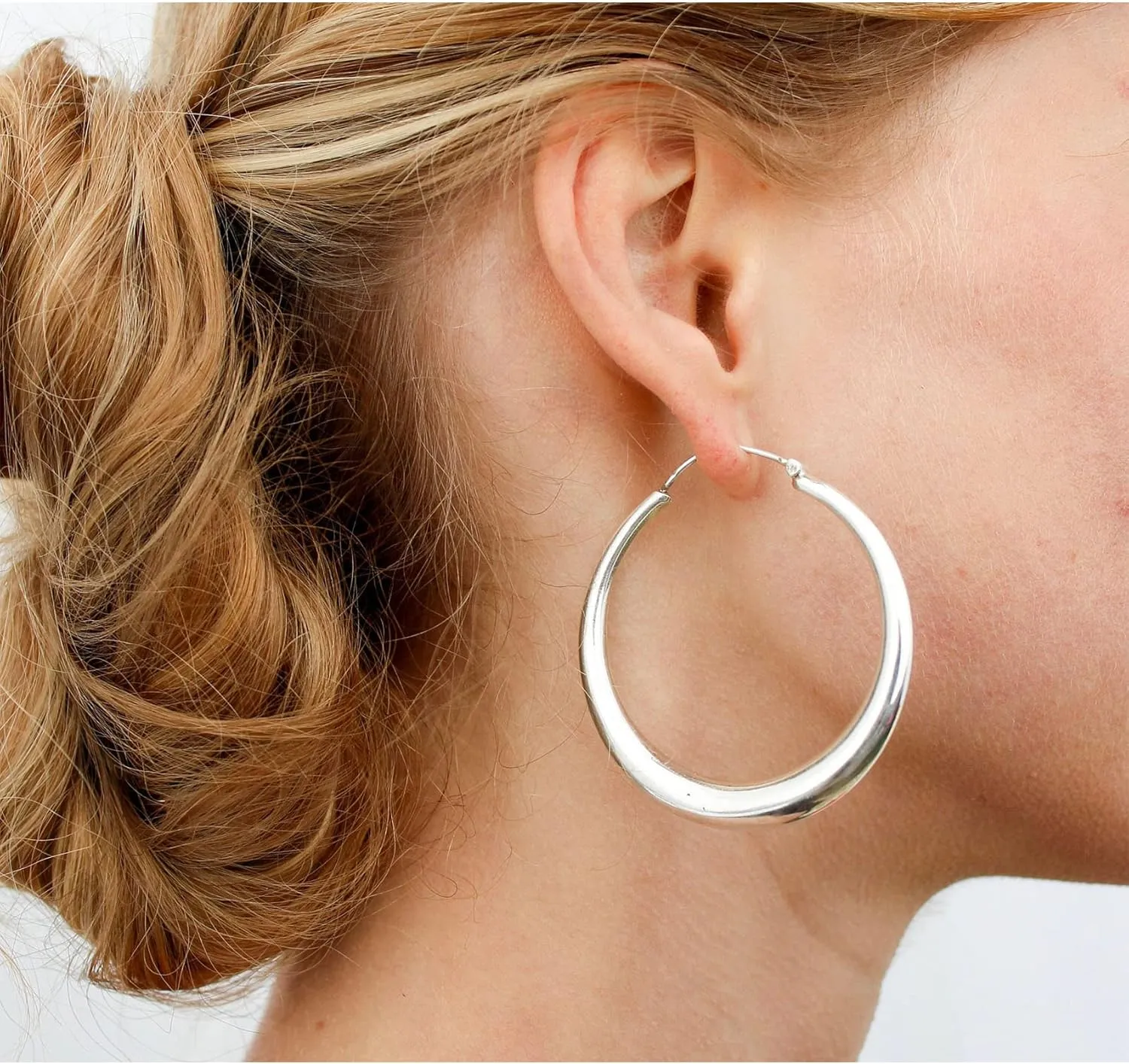 EXGOX Sterling Silver Hoop Earrings - Hypoallergenic, Lightweight, Chunky, 14K Real Gold Plated, Big Large Hoops for Women