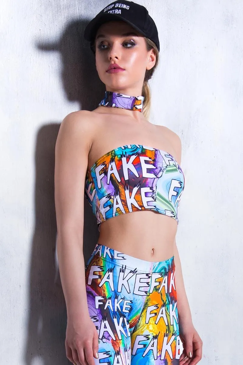 Fake Choker Boob Tube Top