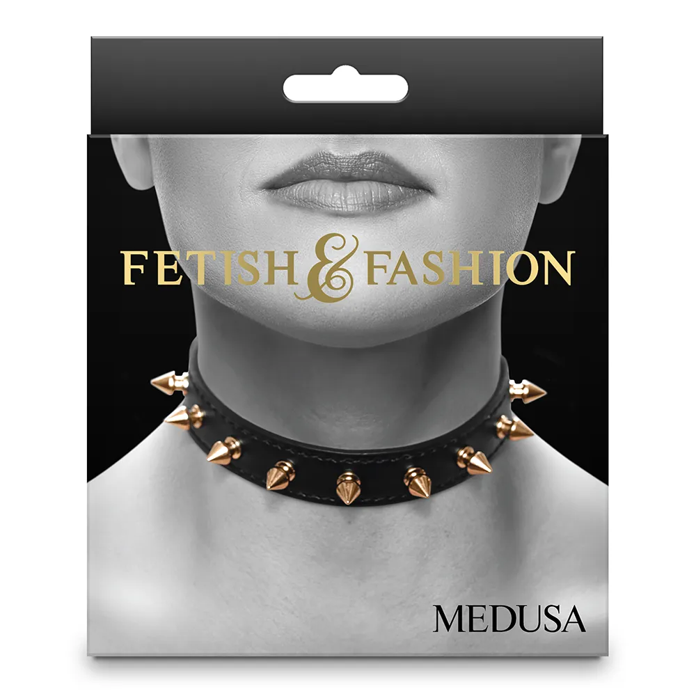 Fetish & Fashion Medusa Faux Leather Gold Spiked Choker