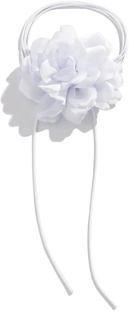 Flower Choker Necklace Rose Choker Big Flower Collar Choker Necklace Camellia Flower Long Velvet Choker for Women Bride Wedding Party Summer Necklaces
