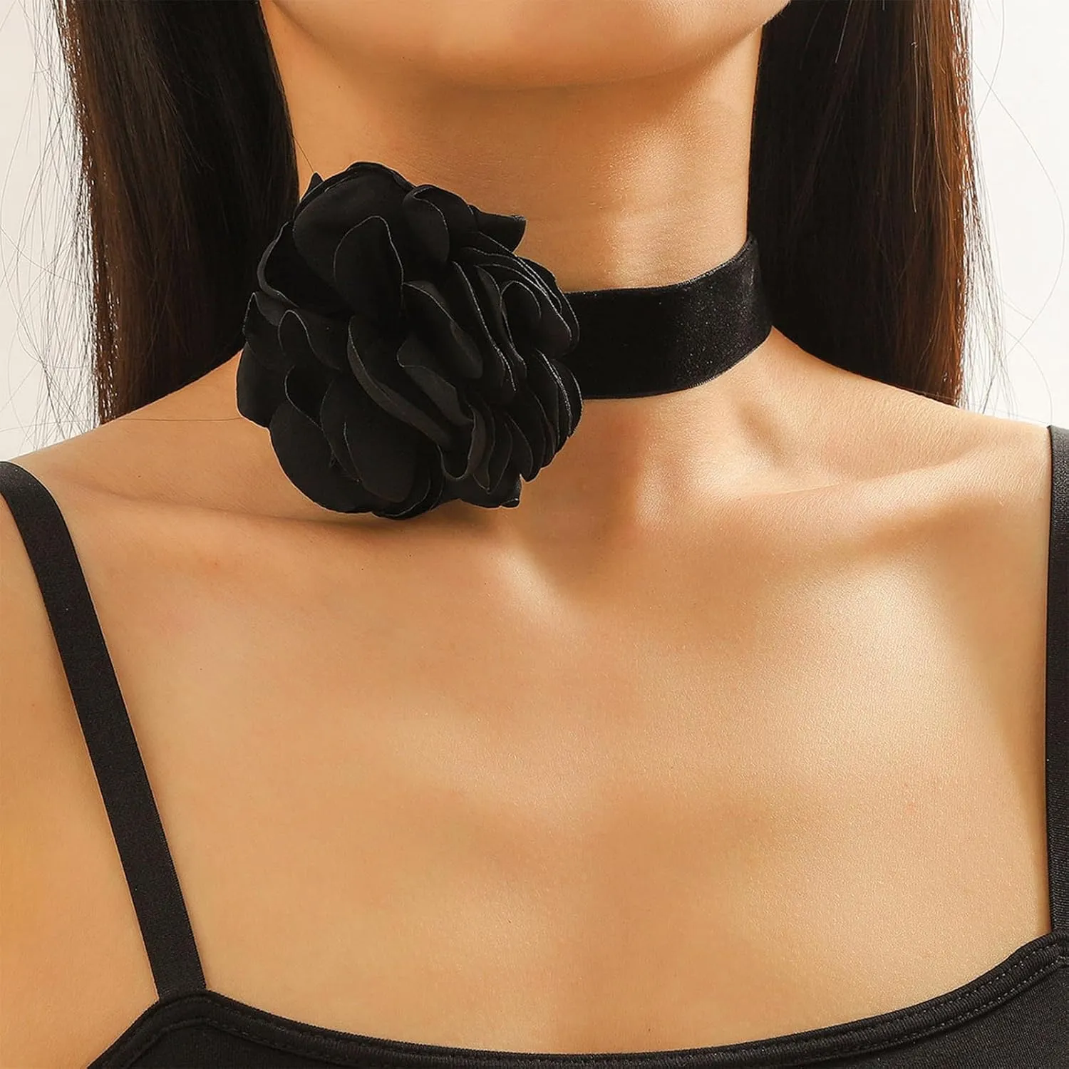 Flower Necklaces for Women Red Rose Choker Necklace for Women Black Velvet Choker Necklace Floral Choker Necklace Spring Summer Necklace Flower Jewelry