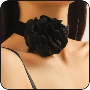 Flower Necklaces for Women Red Rose Choker Necklace for Women Black Velvet Choker Necklace Floral Choker Necklace Spring Summer Necklace Flower Jewelry