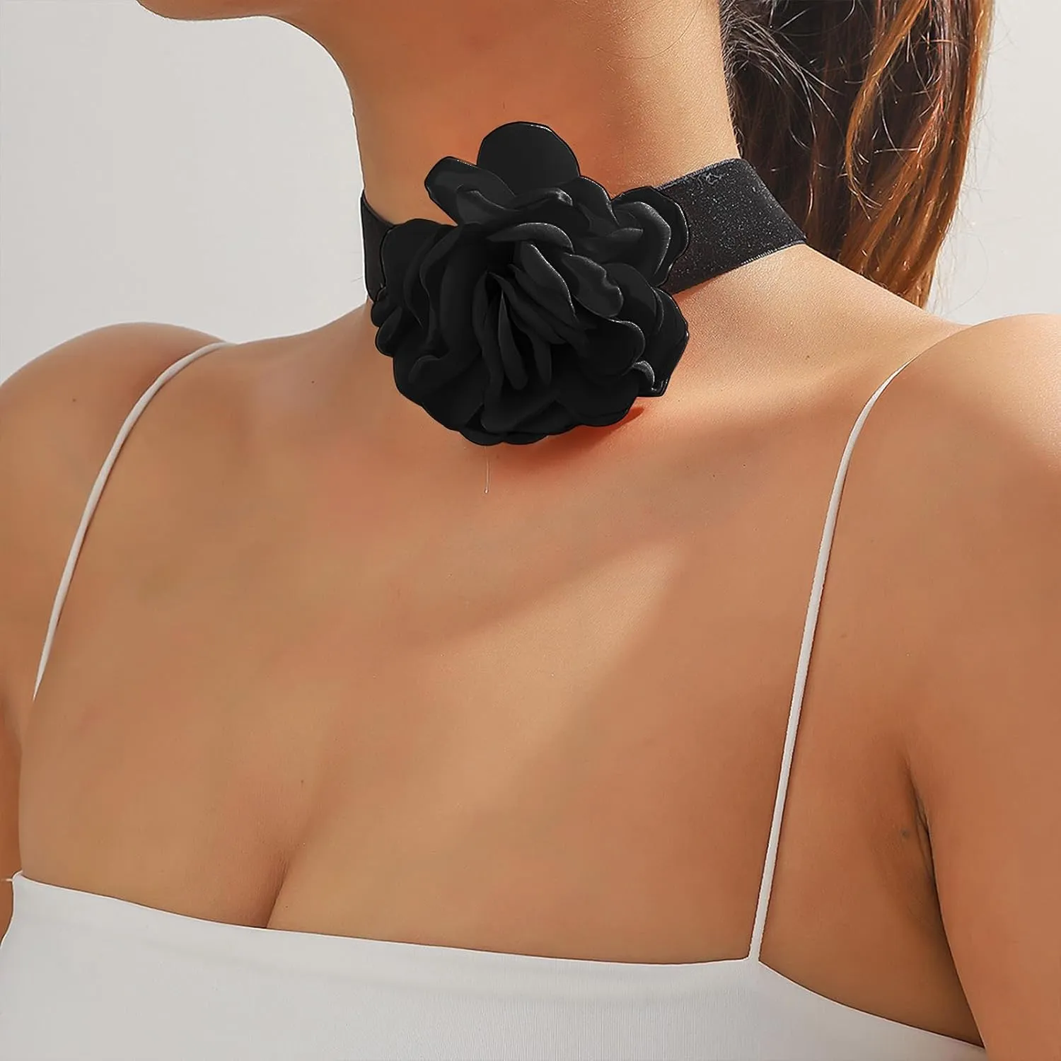 Flower Necklaces for Women Red Rose Choker Necklace for Women Black Velvet Choker Necklace Floral Choker Necklace Spring Summer Necklace Flower Jewelry