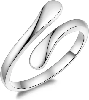 Fookduoduo 925 Sterling Silver Ring Inspirational Jewelry adjustable Wrap Open Rings for Women